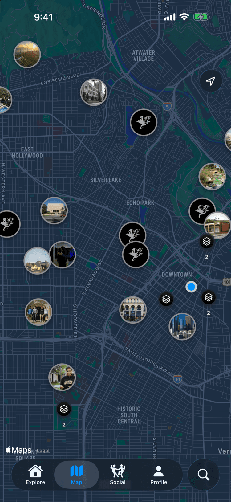 Haunted locations on the map