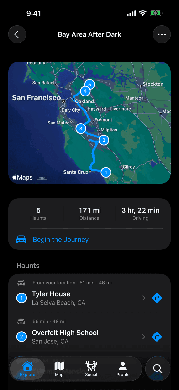 Plan haunted road trips